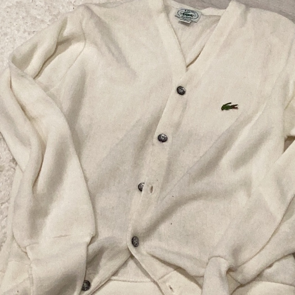 Lacoste Men's Cream Cardigan Sweater